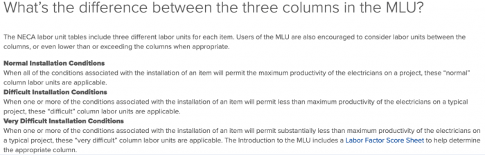 Neca manual of labor units