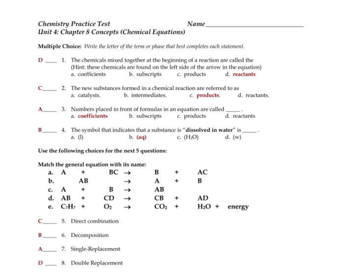 Unit 2 review chemistry answers