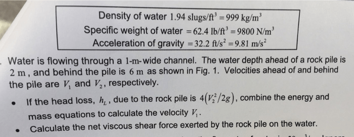 Slugs lbf water ft3 solved