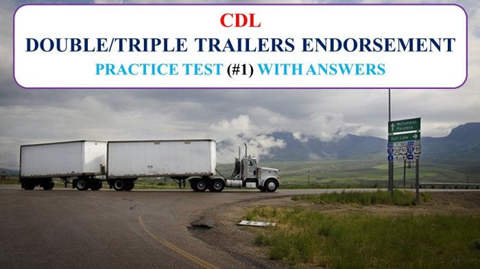 Doubles triples test endorsement practice cdl