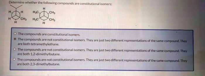 Determine whether the following compounds are constitutional isomers